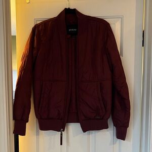 Prana Burgundy Quilted Bomber Jacket